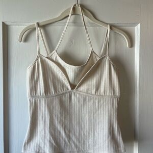 Reformation Cream Ribbed Double-Strap Camisole